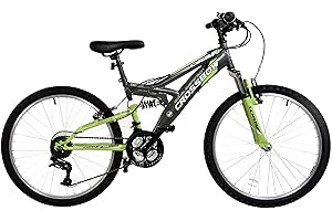 Dallingridge Crossbow Junior Full Suspension Mountain Bike, 24" Wheel, 18 Speed - Graphite/Lime