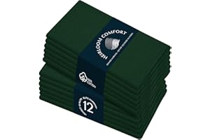 HEIRLOOM COMFORT Forest Green Cloth Napkins 43x43 cm - 100% Cotton, Reusable, Absorbent, Soft, Washable - Set of 12 - Ideal for Dinner, Everyday, Fall, Christmas, Weddings, Formal Gatherings