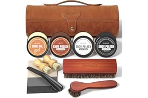 BALORIZ Schuhcreme & Pflegeset, Schuhputzset für Leder mit Schuhbürsten, Schuhcreme für Lederstiefel, Schuhpflege und -reinigung als Geschenk für Männer und Frauen Vatertags-Geschenkset