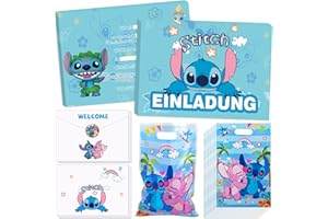 RASMADHUR Kinder Geburtstag Mitgebsel,12 Deutsche Einladungskarten +12Umschläge mit 10 Geschenktüten,für Geburtstag,Weihnachtsfeier usw