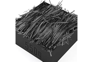TXXATX 550g Füllmaterial Geschenk Geschreddertes Papier für Geschenkbox Schwarz Verpackungsmaterial Hamper Shred mit Schleifen Raffia Füllmaterial Für Pakete DIY Festival Geschenkbox Präsentkorb