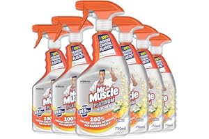 Mr Muscle Kitchen Cleaner, Platinum Antibacterial Kitchen Spray, Citrus, Pack of 6 (6 x 750 ml)