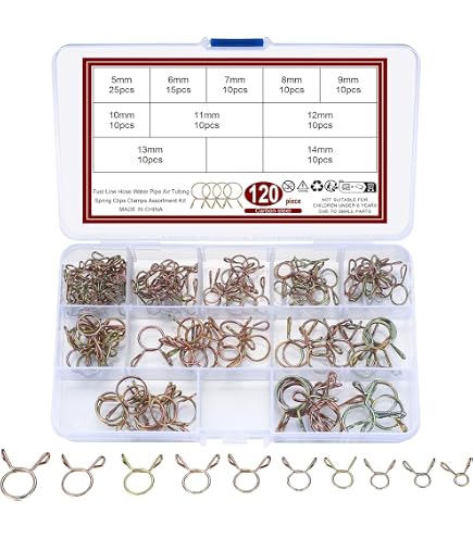 125 Stück Federschlauchschellen Set – 6-10 Mm, Aus 65Mn Federstahl, Für Kraftstoff, Wasser, Luft & Silikon