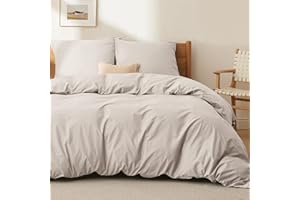 BEDSURE Pościel 220 x 240 cm, bawełna beżowa, komplet pościeli 220 x 240 cm, poszewka na kołdrę 3-częściowy z 2 poszewkami na poduszkę 80 x 80 cm, Öko-TEX pościel naturalna z zamkiem błyskawicznym