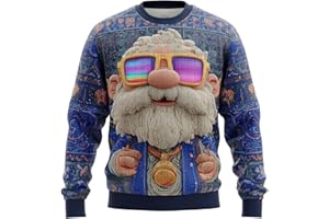 RUMAOZIA Pull de Noël Homme Drôle Père Noël 3D Moche Motif de Noël Pull de Noël Sweatshirt Pull Famille Drôle Vêtements de Noël Costume de Noël