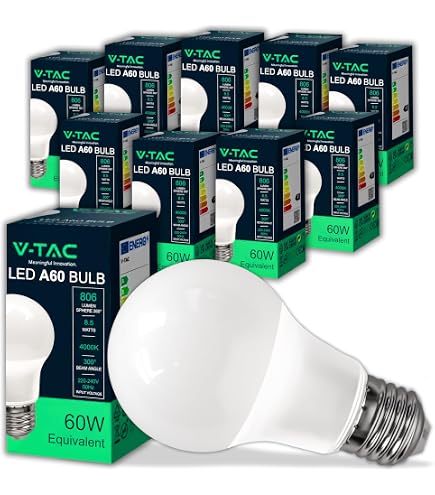 Pack De 6 Bombillas LED E27 8W - Equivalente A 60W, Luz Blanca Neutra 4000K, 806 Lúmenes
