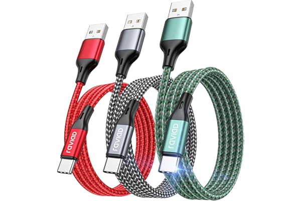 RAVIAD Cable USB C [3Pack 1M] Cable USB C Carga Rapida 3A Carga Rápida y Sincronización Nylon Cable Cargador Tipo C para iPhone 16 15 Pro Max, Galaxy S25 S24 S23 S22 S21 S20 A53, Huawei P60