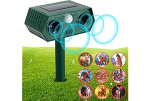 BHW Ultradźwiękowy odstraszacz kun, kotów, do ogrodu, wodoszczelność IP65, zasilanie solarne, przeciwko kotom, psom, kunom, czapli, szopom praczom, gołębiom