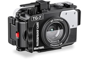 CUAOICLLY Carcasa de cámara subacuática para Olympus TG-7, Funda Impermeable Profesional con Sellos de Doble Capa y Alarma de Fugas, Profundidad de 60 m (Negro, TG 7)