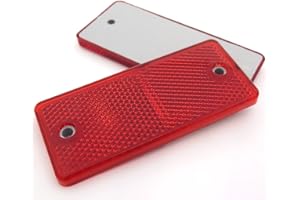 PLASTIC REFLECTORS 4x Red Rectangular Rear Reflectors for Trailers Caravan Gateposts E-Approved