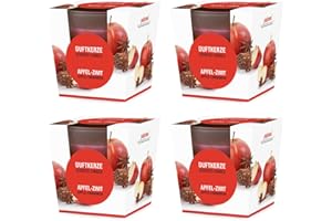 ‎PAJOMA pajoma® Duftkerze 4er Set, Apfel-Zimt - im satinierten Glas | 4x 120g Wachsgewicht, Brenndauer: 25 Stunden, in edler Geschenkverpackung | Premium Qualität