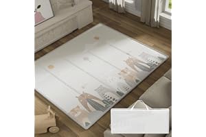 Uanlauo Tappetone pieghevole per bambini,Impermeabile Tappeto per Bambini, Neonati Reversibile e Non Tossico Tappeti Bambini Gioco con Borsa di Trasporto