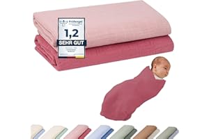 ‎FURORA BABY furora BABY Muslin Nappies & Swaddling Cloth 120 x 120 cm XXL (Soft Muslin Organic Cotton) Oeko-Tex 100 Muslin Cloths Baby | Absorbent + Washable at 60 °C | Cloth Nappies Cloth, Large Burp Cloths