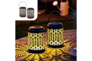 Gadgy Set 2 Lanterne Solari da Esterno – Lanterna Decorativa in Metallo Nero e Oro con Design del Pavone – Illuminazione LED - Luci solari da Giardino, Terrazza o Balcone
