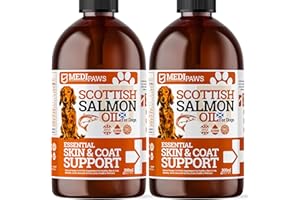 MEDIPAWS - MEDICAL GRADE NUTRITION FOR PETS MediPaws Scottish Salmon Oil For Dogs, Cats, Horse, Ferret & Pet - Pure Omega 3, 6 & 9 Fish Oil Food Treats Dog Supplement for Natural Coat, Immune Support, Itchy Skin, Joint & Brain Health