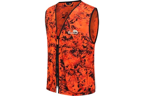 Full mundur Elverum Orange Camo Jaktväst | Orange Camo Jaktkläder Herr Jaktväst Lätt Vattenavvisande med Viltficka på Ryggen