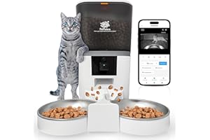 PETPALACE Distributeur croquettes Chat Automatique Double gamelle avec caméra – Nourriture équitable pour 2 Chats ou Plus – Surveillance à Distance – Sérénité pour Vous, Confort pour eux