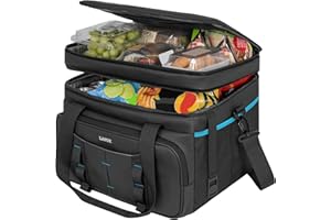 FREEAMG 35L Sac Isotherme Double Couche Résistant à l'eau, Glaciere Souple Isotherme pour Hommes Femmes, Sac de Pique-Nique pour Camping, Pêche, Plage, Randonnée