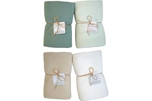 BEBICCO Lot de 4 Langes Bébé 120x120 cm – 100% Gaze de Coton Bio Ultra Douce – Couvertures d’Emmaillotage Légères, Respirantes & Faciles à Laver – Idée Cadeau de Naissance Mixte.