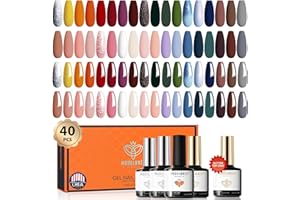 ‎MODELONES MODELONES 40 Pcs Uv Nagellack, 36 Herbst Gel Nagellack UV Base und Top Coat Matte Glitzer, Rot Braun Nude Weiß Orange Rosa Grün Glitzer Color Gel Nail Polish Soak Off Starter Nail Kit Manicure