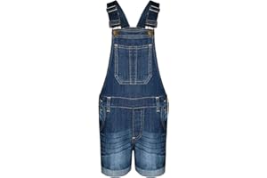 A2Z 4 Kids® Mono corto de mezclilla elástico para niños y niñas, todo en uno, nueva era 5, 6, 7, 8, 9, 10, 11, 12, 13 años
