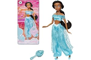 Disney Store bambola ufficiale classica per bambini Principessa Jasmine, Aladdin, 29 cm, include spazzola con dettagli modellati, completamente posizionabile - Per bimbi dai 3 anni in su