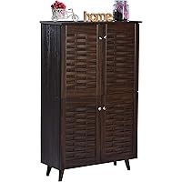 DeckUp Bei 4-Door Engineered Wood Shoe Rack with Wooden Legs (Walnut, Matte Finish)