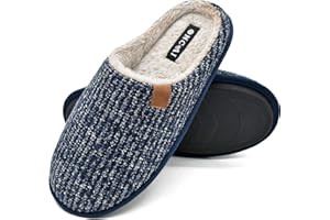 ONCAI Pantofole da Uomo Invernali strisce, Comoda Memory Foam Calde Scarpe da Casa in Lana Con Suola Antiscivolo 40-47 40-47