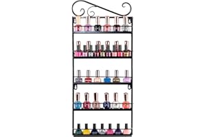 TENINE Nail Polish Organizer, Wall Monuted Oil Essential/Nail Polish Rack, 5 Tiers Nail Polish Shelf Display 50 Bottles Cosmetic/Makeup Storage Perfume Holders (Black)