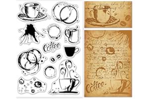 GLOBLELAND Timbri trasparenti con macchie di caffè per biglietti, scrapbooking e artigianato, sigillo decorativo in silicone