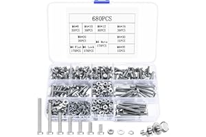 MYHONGLE 680 Pezzi M4 Kit di Bulloni e Dadi con Testa Esagonale, Viti Bulloni e Dadi Set, Dadi e Bulloni Esagonali, Vite a Testa a Esagonale, Viti Bullone Esagonale con Rondelle, Viti a Testa Brugola