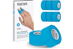 ‎TRUETAPE TRUETAPE Finger Plaster, 8 x Rolls of Self-Adhesive Plasters for Fingers (2.5 cm x 4.5 m), Self-Adhesive Tape Bandage, Dirt-Repellent Plaster Tape, Narrow Adhesive Bandage (Blue)
