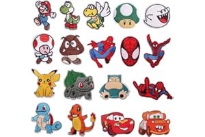 AUTOWNLUX 18 toppe termoadesive per bambini, da applicare con ferro da stiro, da applicare con ferro da stiro o da cucire, per bambini, pantaloni, zaini, cappelli, jeans