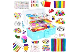 BNUZEIYI 3000 Pezzi Lavoretti Creativi per Bambini DIY Art Craft Set Scovolini Colorati per Lavoretti Scatola artigianale 3 strati Materiale scolastico fai da te Regali per Ragazze e Ragazzi, Blu