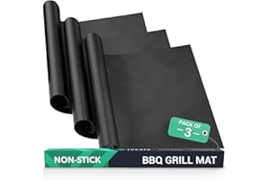 Extra Grande BBQ Grill Mat de Lukata (Paquete de 3) - Tapetes Reutilizables Antiadherentes de Teflón Resistentes al Calor para Parrillas de Gas y Carbón - Accesorios Esenciales para Barbacoa