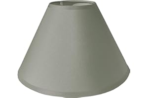 LOXTON LIGHTING Traditional Plain Cotton Coolie Lampshade - for Table Lamps or Ceiling - Cylinder Pendant with Reducer - 10" / 25cm - Primrose Yellow, Navy, Sage Green, Raspberry Red, Cream, White or Grey (Grey)