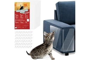 VavoPaw Protezione Graffi Gatto [10 Pezzi], Protezioni per Mobili per Divani Nastro Adesivo Antigraffi per Gatti Proteggi Divano Gatti Graffi Trasparente PVC con Viti Antigraffio Protector per Divano