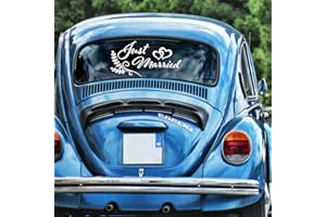 AFFEGIFTS Just Married Voiture Autocollant, Autocollant Just Married Car Decal Sticker Voiture Decoration Voiture Mariage Deco Voiture Mariage de Lune de Miel (épis de blé)
