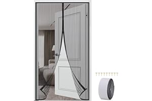 VENGA AMIGOS Magnetic Screen Door 100 x 210 cm Anti Mosquito Mesh Fly Curtain Fiberglass Insect Screen Door No Drilling Fly Screen Magnet Insulated Door Curtain for Patio Terrace Balcony Room(Black)