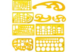 Meetory 9 Pezzi Curvilinee per Disegno Tecnico, Cerchiometro Disegno Tecnico, Curva Francese e Righello di Modello, Circoligrafo Stencil Disegno Tecnico per Studio Artistico Ufficio Scuola