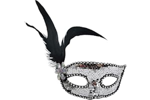 CARNAVALIFE Máscara de Carnaval de Pluma Colombina, Antifaz Veneciana con Brillantina y Plumas Suaves, Mascara Retro Vintage Años 80 Baile, Disfraz de Fiesta