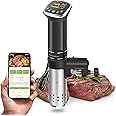 KitchenBoss WIFI Sous Vide Machine: Sous Vide Cooker Ultra Quiet Cooking Machine 1100W Stainless Steel IPX7 Waterproof Immersion Circulator LCD Preset Recipes Black