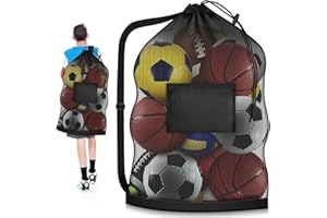 TOMATOYS Bolsa De Red Grande Para Balones 102 X 76 Cm – Saco Deportivo De Malla Con Cordón Ajustable Y Bolsillo Lateral – Bolsa Resistente Para Fútbol, Baloncesto, Voleibol, Rugby, Natación Y Gimnasio – Hoiny