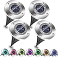 EXTRASTAR Solar Light for Outdoor Garden, Multicolor Solar Ground Lights with 8 LEDs Chips, (4 Pack), RGB Color Changing IP65 Waterproof Solar Powered Pathway Lights, Outdoor Landscape Lamp