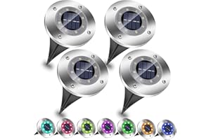 EXTRASTAR Solar Light for Outdoor Garden, Multicolor Solar Ground Lights with 8 LEDs Chips, (4 Pack), RGB Color Changing IP65 Waterproof Solar Powered Pathway Lights, Outdoor Landscape Lamp