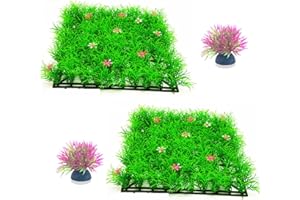 CICIXIXI Decorazioni per Acquari - Prato Artificiale,2 pezzi,25 x 25 cm, Acquatica Erba Tappeto Erboso Ornamento Non Tossico in Plastica,Decorazione per Acquario