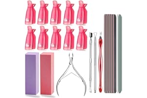 Samnyte Kit de Uñas Removedor el Esmalte, 10pcs Clip Uñas de Plastico para Uñas de Gel Removedor Nail Art Soak Off Clip Herramienta de Manicura para Limpiar Uñas y Quitar Cutículas