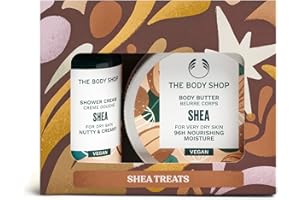 The Body Shop Shea Treats Christmas Gift Set (Shower Cream 60ml + Body Butter 50ml), Nourishing Festive Duo with Shea Butter, Gentle Cleanser & Rich Moisturiser for Soft, Smooth Skin, Vegan