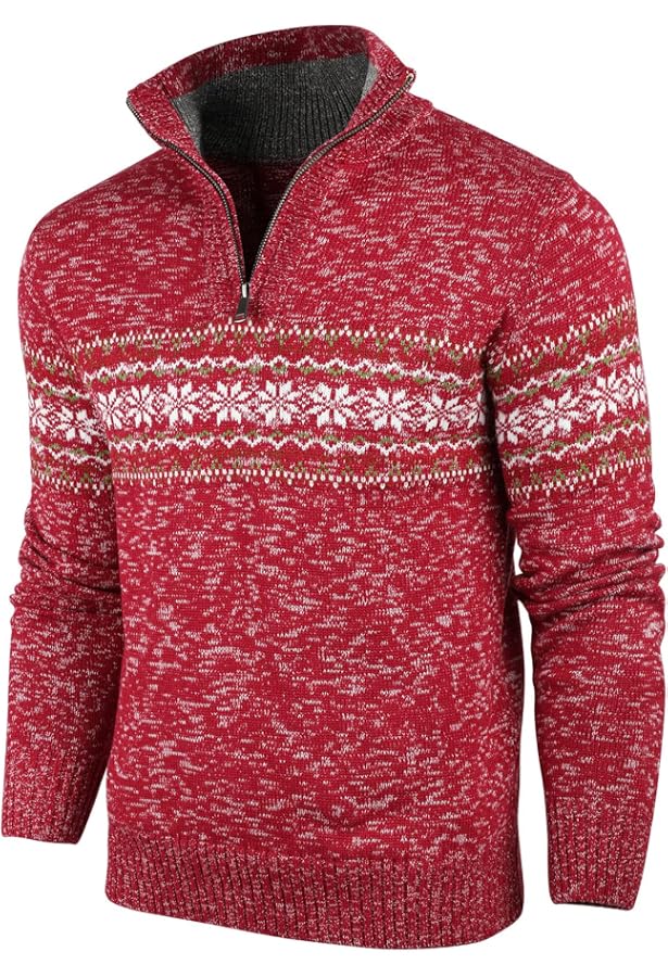 Pull Homme Tricoté 1/4 Zip Col Roulé - Chandail Chaud Hiver Manches Longues - Confortable Et Élégant