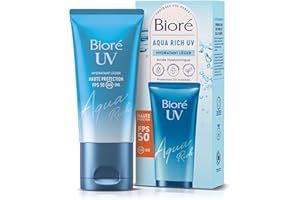 BIORÉ Biore Aqua Rich UV FPS50 - Haute Protection UV au Quotidien & Hydratation - Crème solaire visage - Acide hyaluronique - Texture non grasse et invisible - Tous types de peaux et carnations